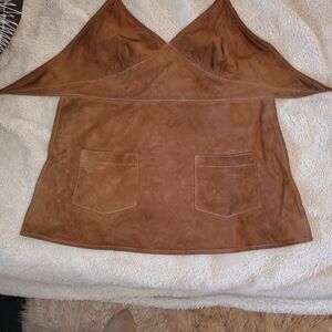 Vintage Gap 1969 Brown Suede Camisole Top
